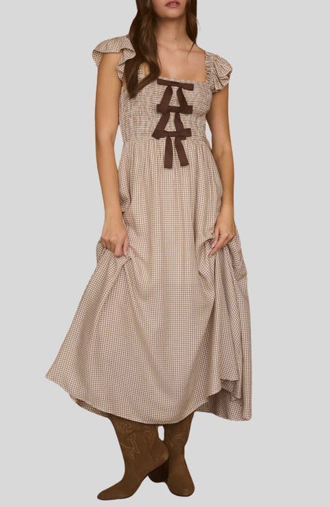 Bow Trim Midi Dress