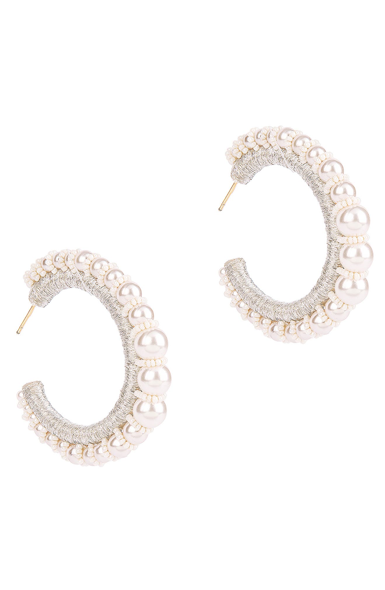 Deepa Gurnani Peppa Faux Pearl Beaded Hoop Earrings