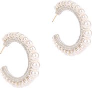 Deepa Gurnani Peppa Faux Pearl Beaded Hoop Earrings