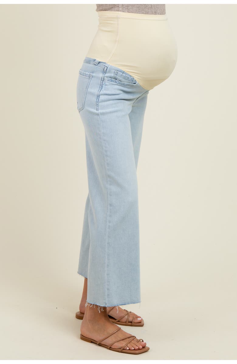 PinkBlush Raw Hem Cropped Wide Leg Maternity Jeans, Alternate, color, Light Blue
