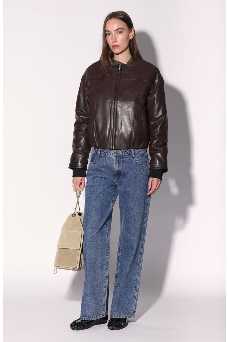 Jonas Leather Jacket, Alternate, color, Washed Brown