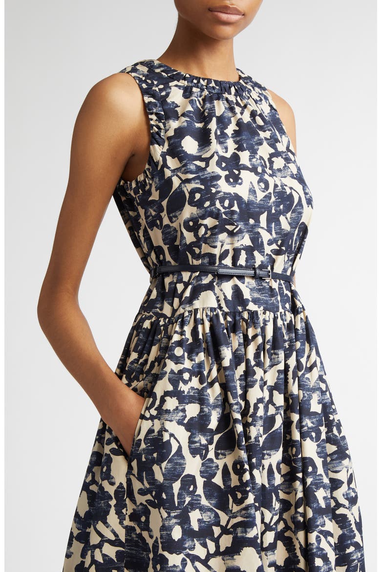 Marlena Print Sleeveless Belted Dress, Alternate, color, ECRU