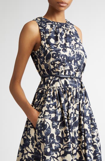 S Max Mara マルレーナ プリント ドレス MARLENA Poplin halterneck dress, ecru | 