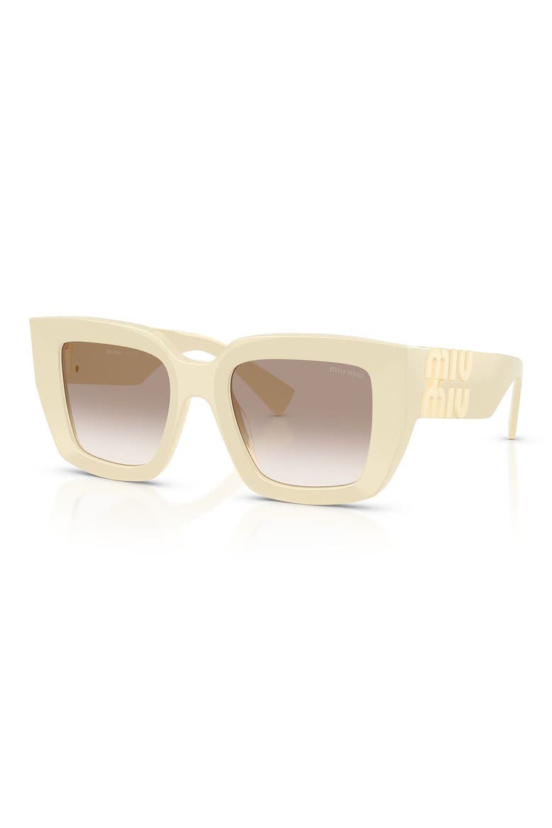 51mm Square Gradient Sunglasses, Alternate, color, MILK / CLEAR GRADIENT BROWN