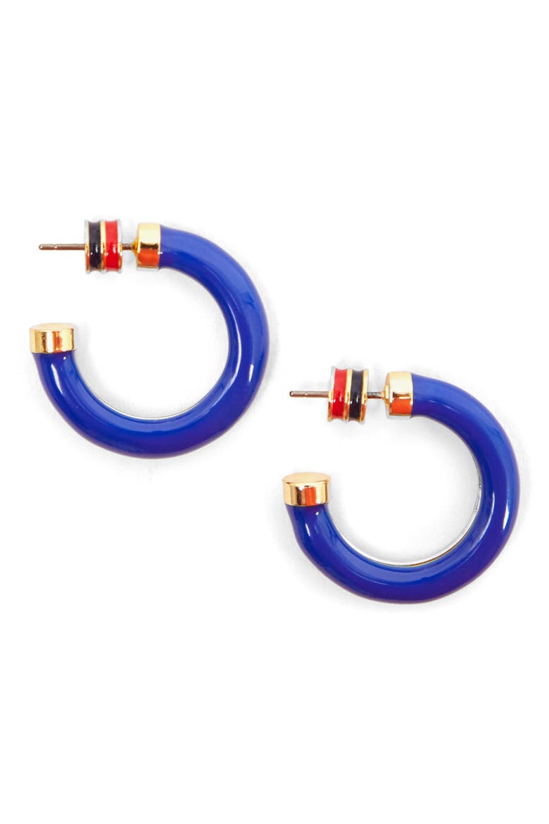 Le Tube Hoop Earrings, Main, color, COBALT