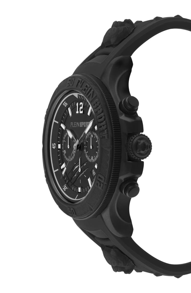 PLEIN SPORT Warrior Tech Silicone Strap Watch, 47mm, Alternate, color, Ip Black