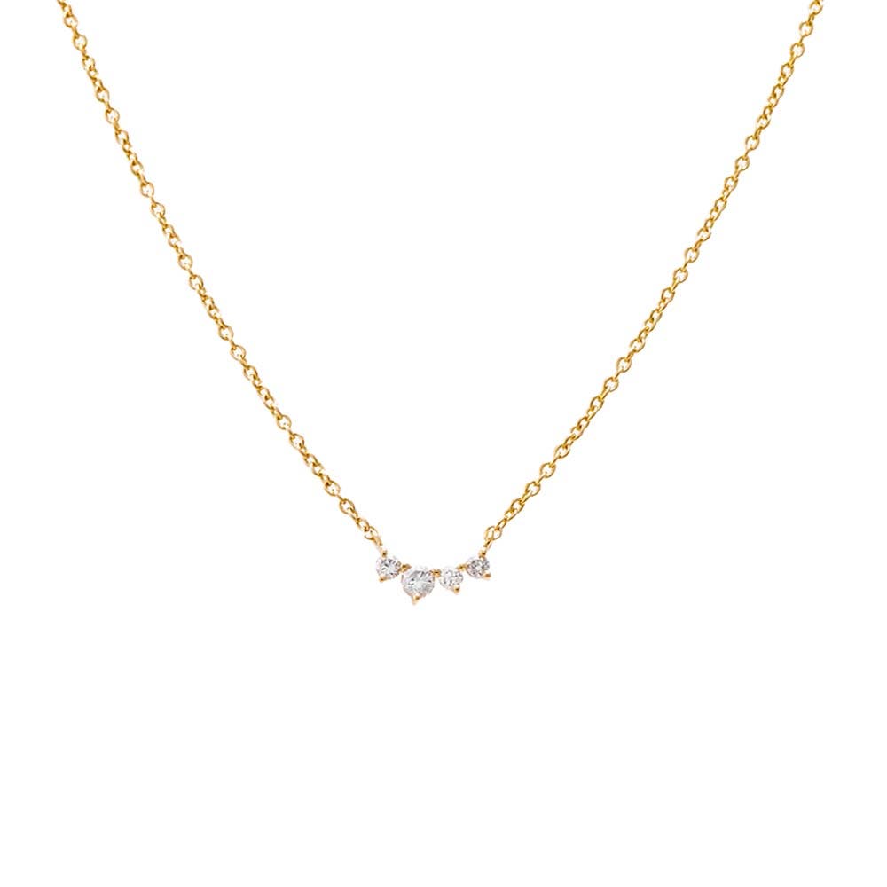 BY ADINA EDEN Diamond Graduated Solitaire Curved Bar Necklace 14K ...