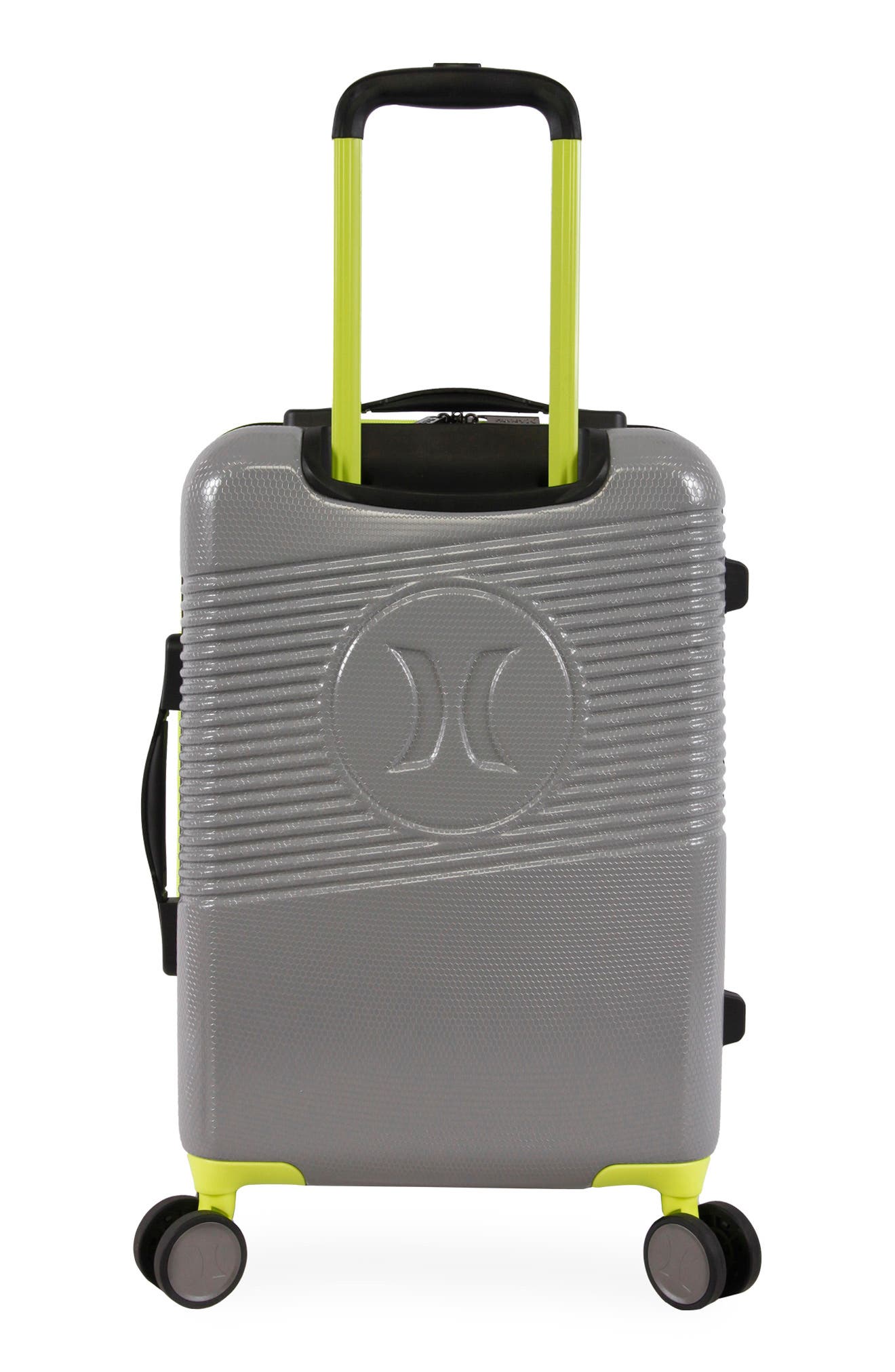 Hurley Looper 21" Hardshell Spinner Suitcase, Alternate, color, Light Grey / Neon