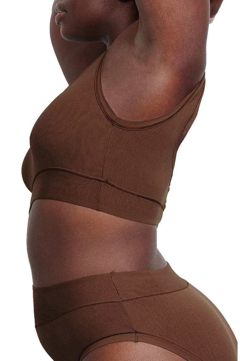 Summer Mesh Scoop Bralette, Alternate, color, COCOA