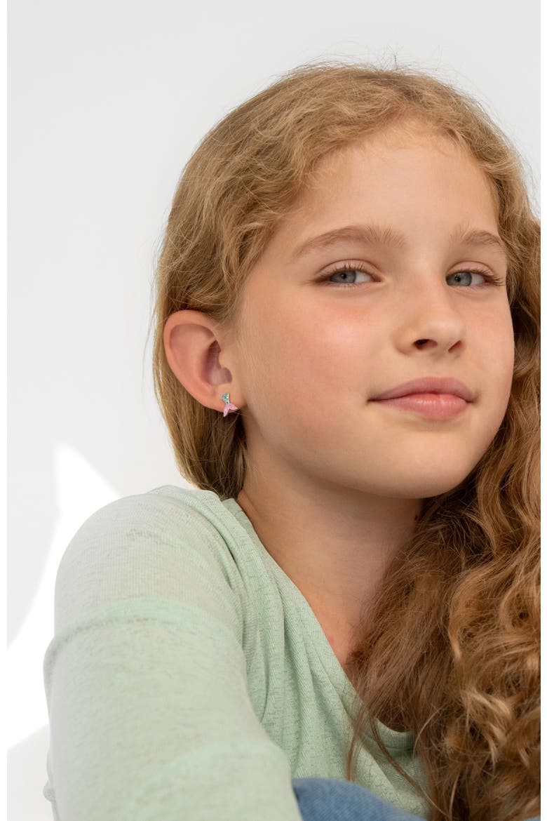 Mermaid Tail Girl Earrings, Alternate, color, Pink
