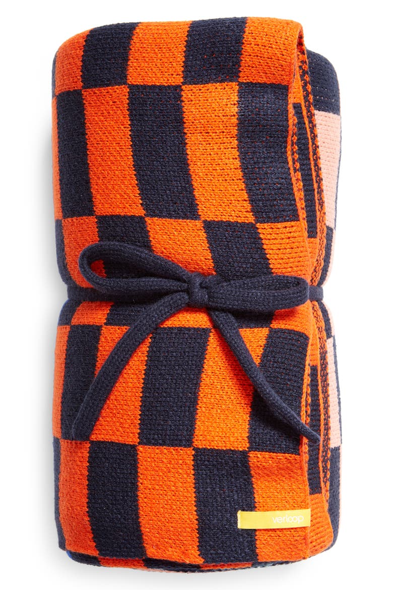 Albers Checkerboard Throw Blanket, Alternate, color, NAVY/RED