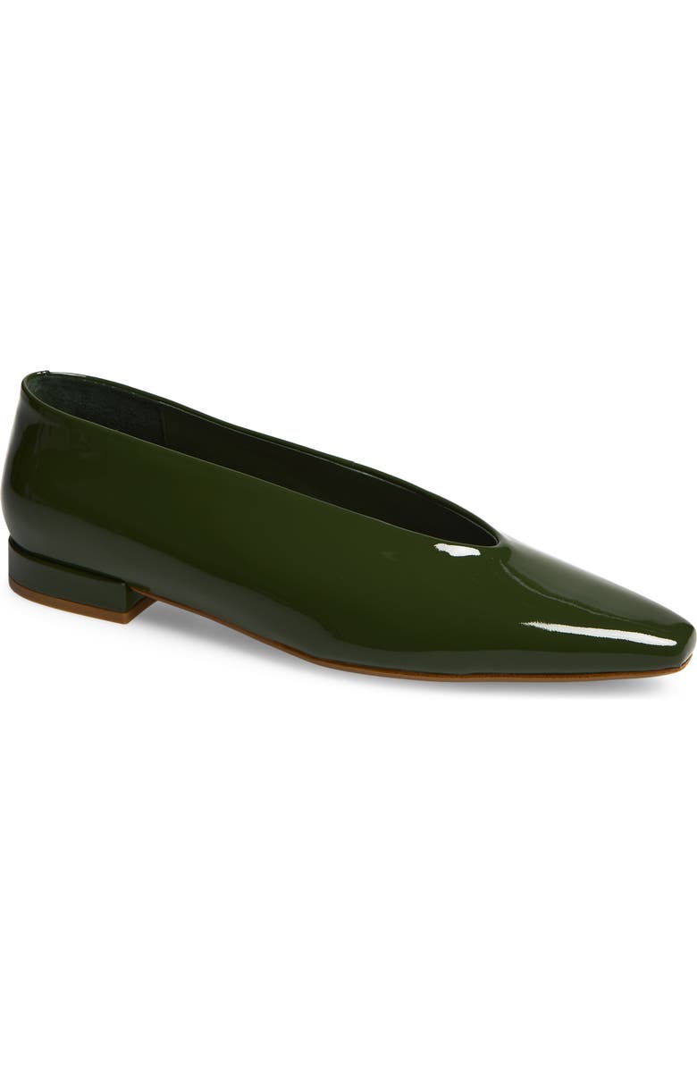 Jeffrey Campbell Hinted Pointed Toe Flat, Main, color, Olive Patent