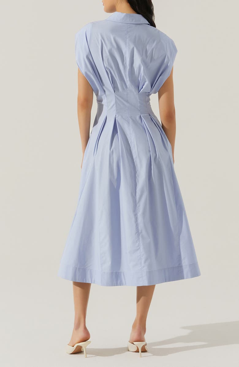 ASTR the Label Beckett Pleat Waist Cotton Midi Shirtdress, Alternate, color, Blue