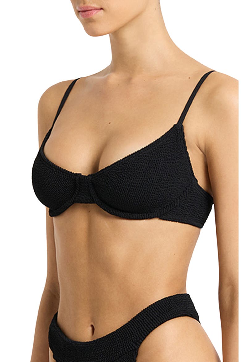 Gracie Balconette Bikini Top, Alternate, color, BLACK ECO