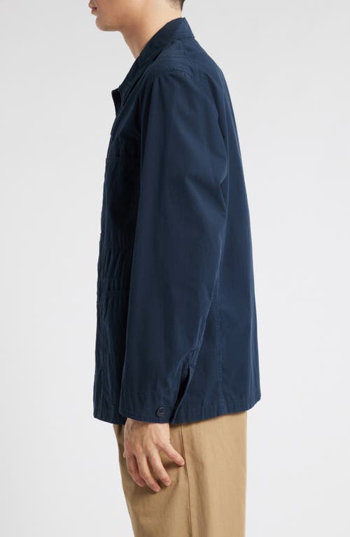 Shop Merz B Schwanen Relaxed Fit Organic Cotton Poplin Jacket In Dark Navy