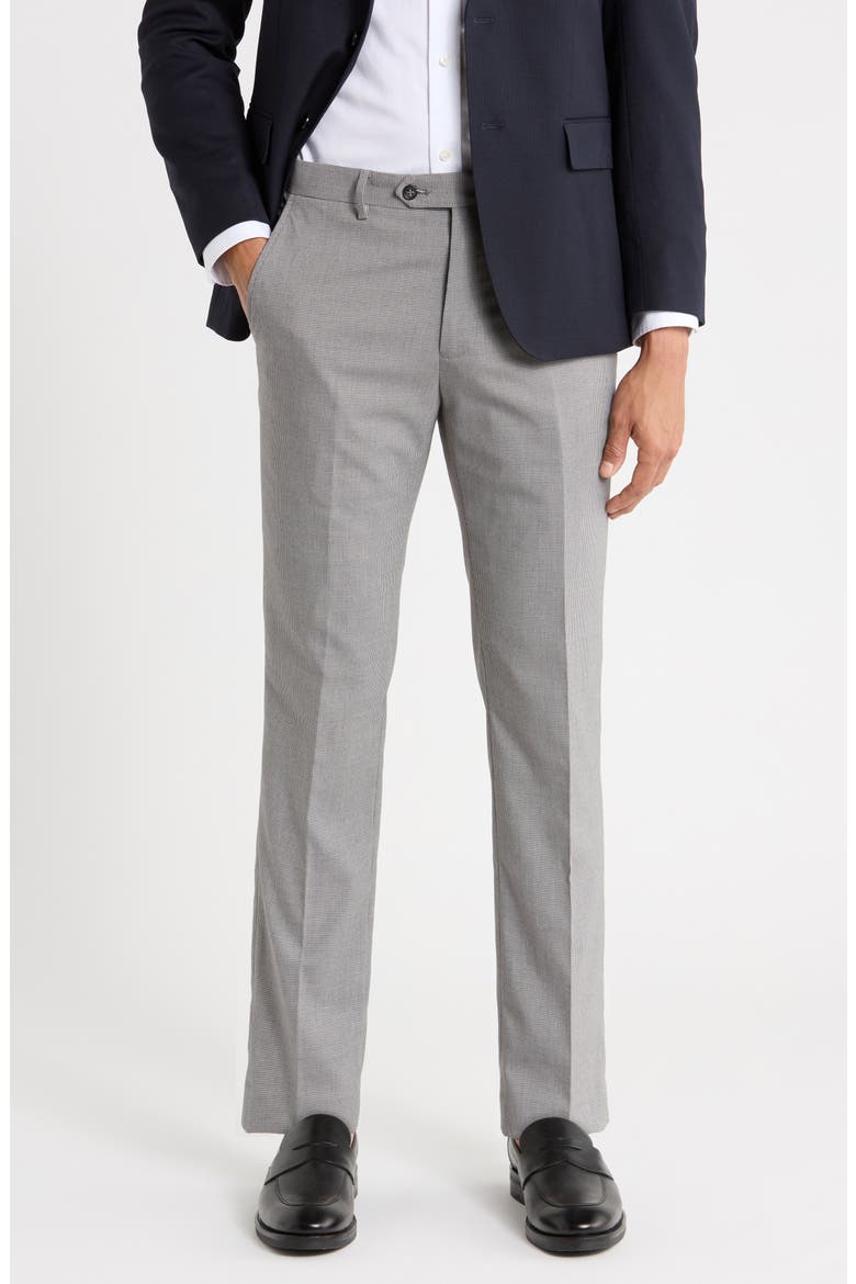 Trim Fit Flat Front Trousers, Main, color, BLACK/ WHITE