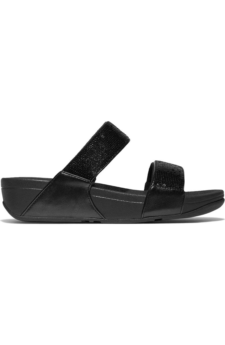 FitFlop Lulu Sequin Slide Sandal, Alternate, color, All Black