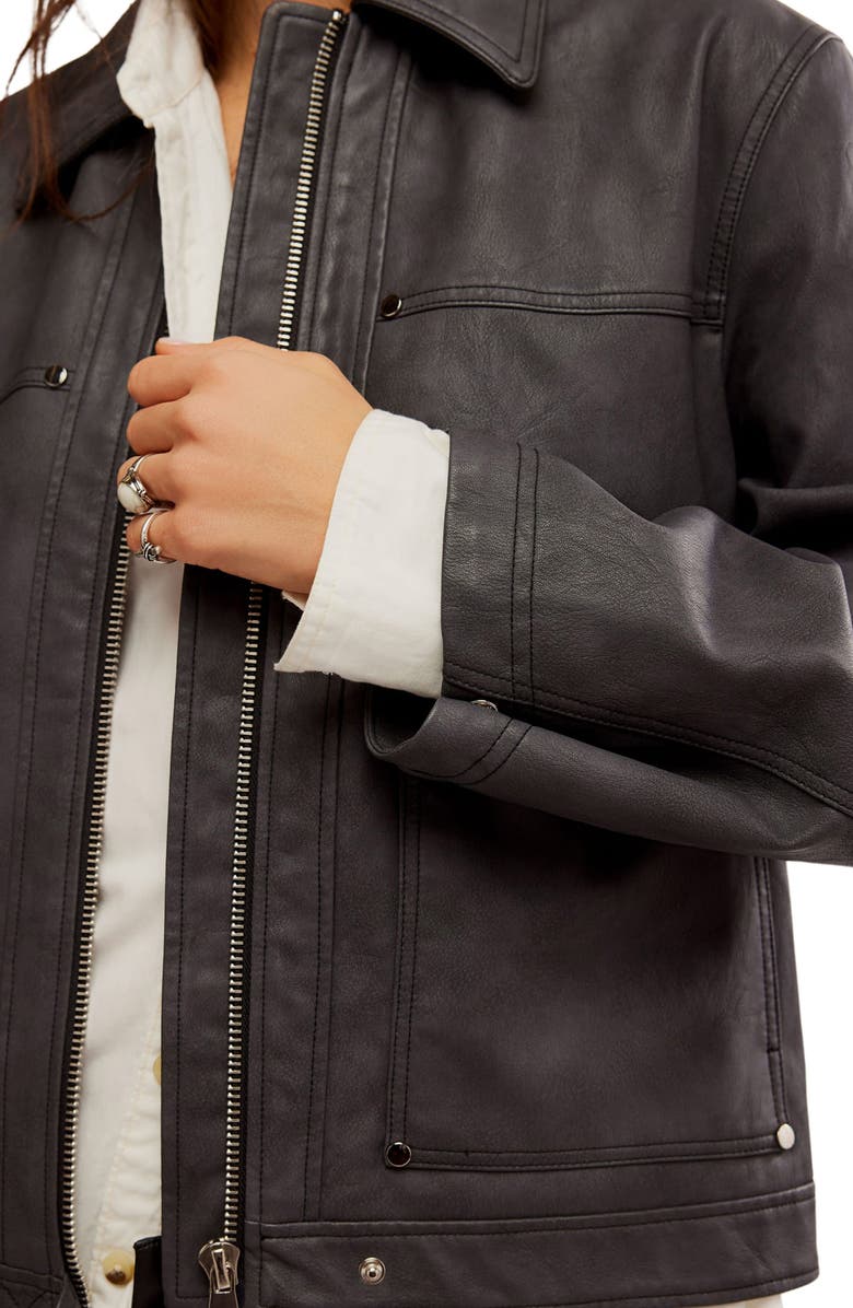 Free People Blair Faux Leather Jacket, Alternate, color, Charcoal Combo