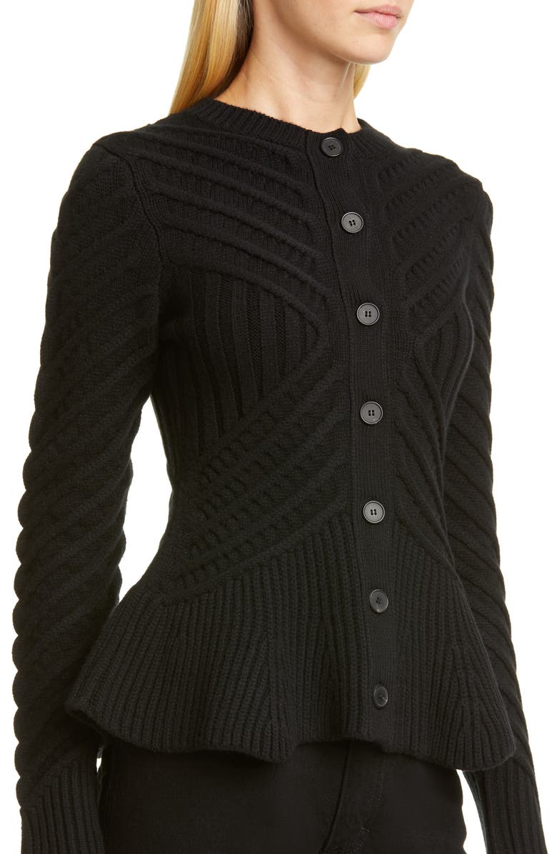McQueen Alexander McQueen Angled Cable Cardigan, Alternate, color, 