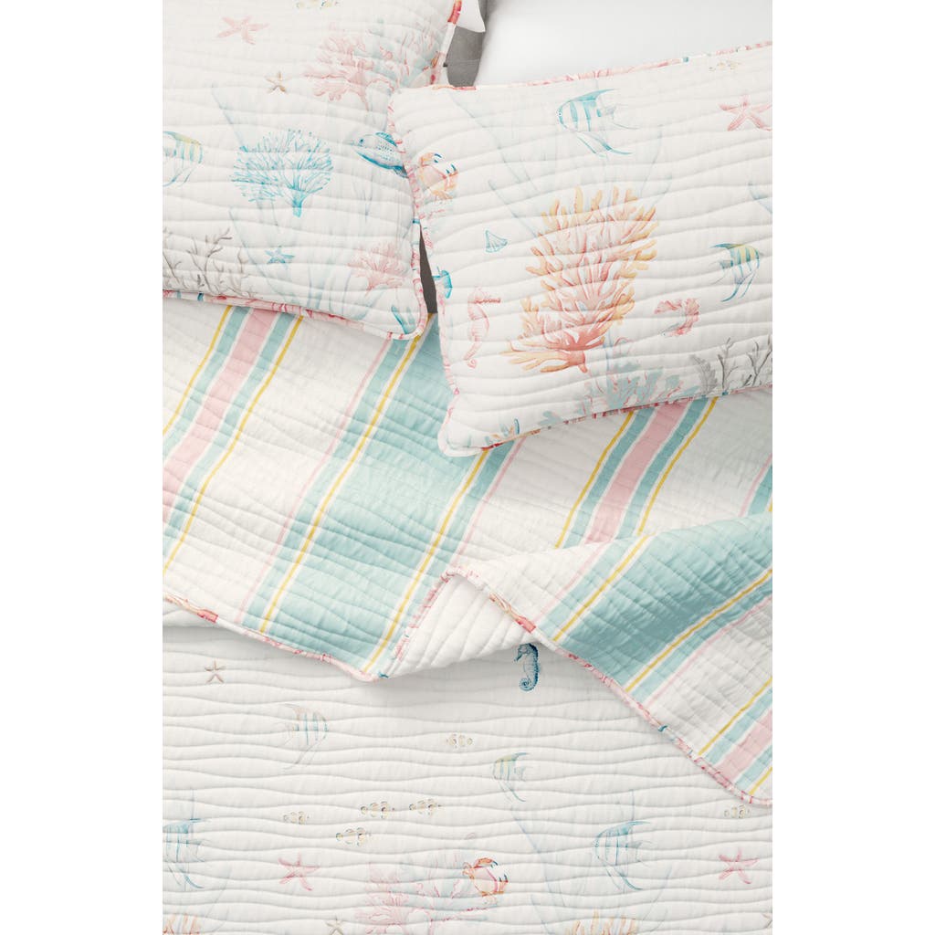 Woven & Weft Coastal Print Quilt & Shams Set In Coral Reef