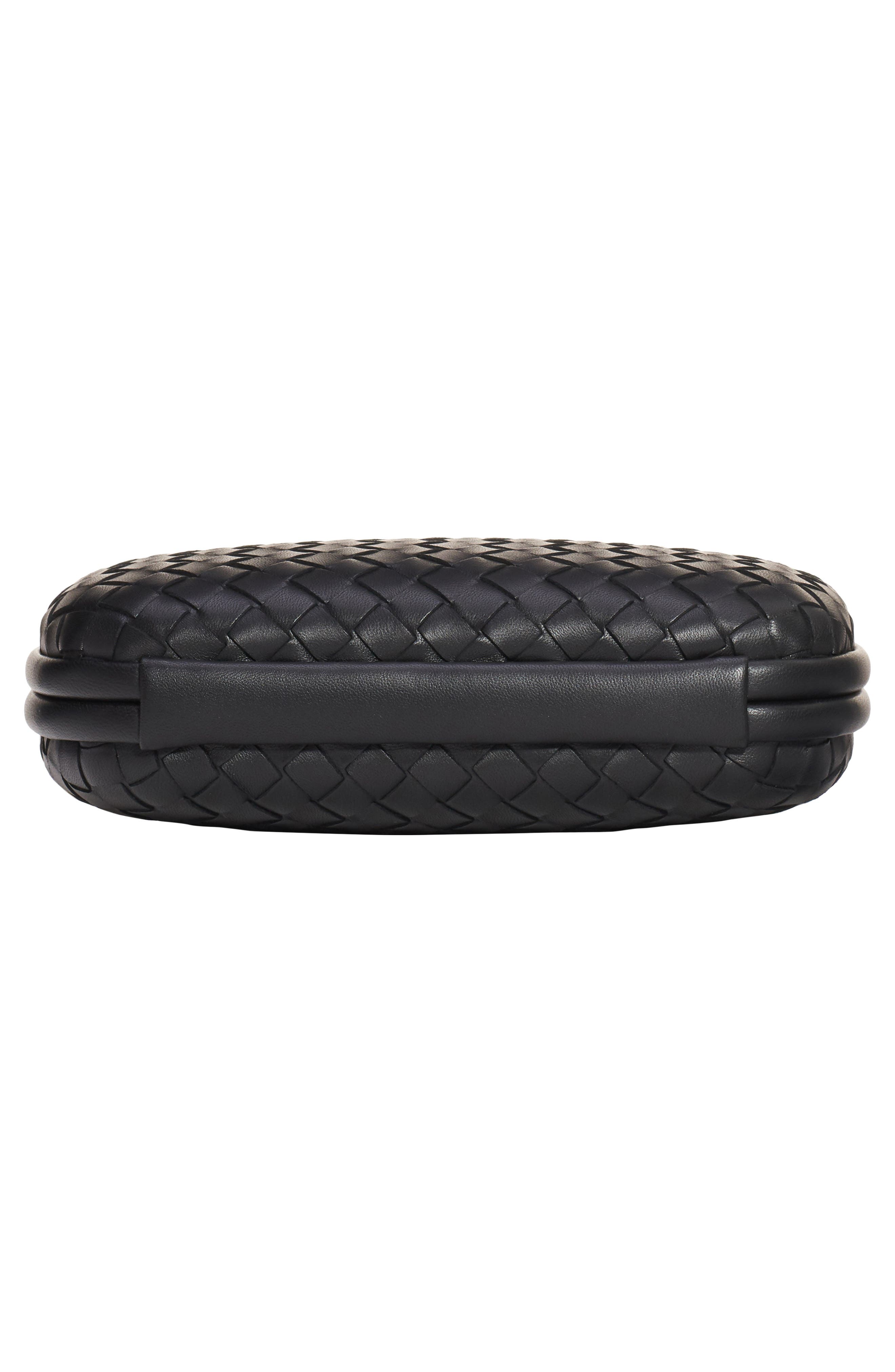 Intrecciato Leather Knot Clutch, Alternate, color, NERO/ NERO