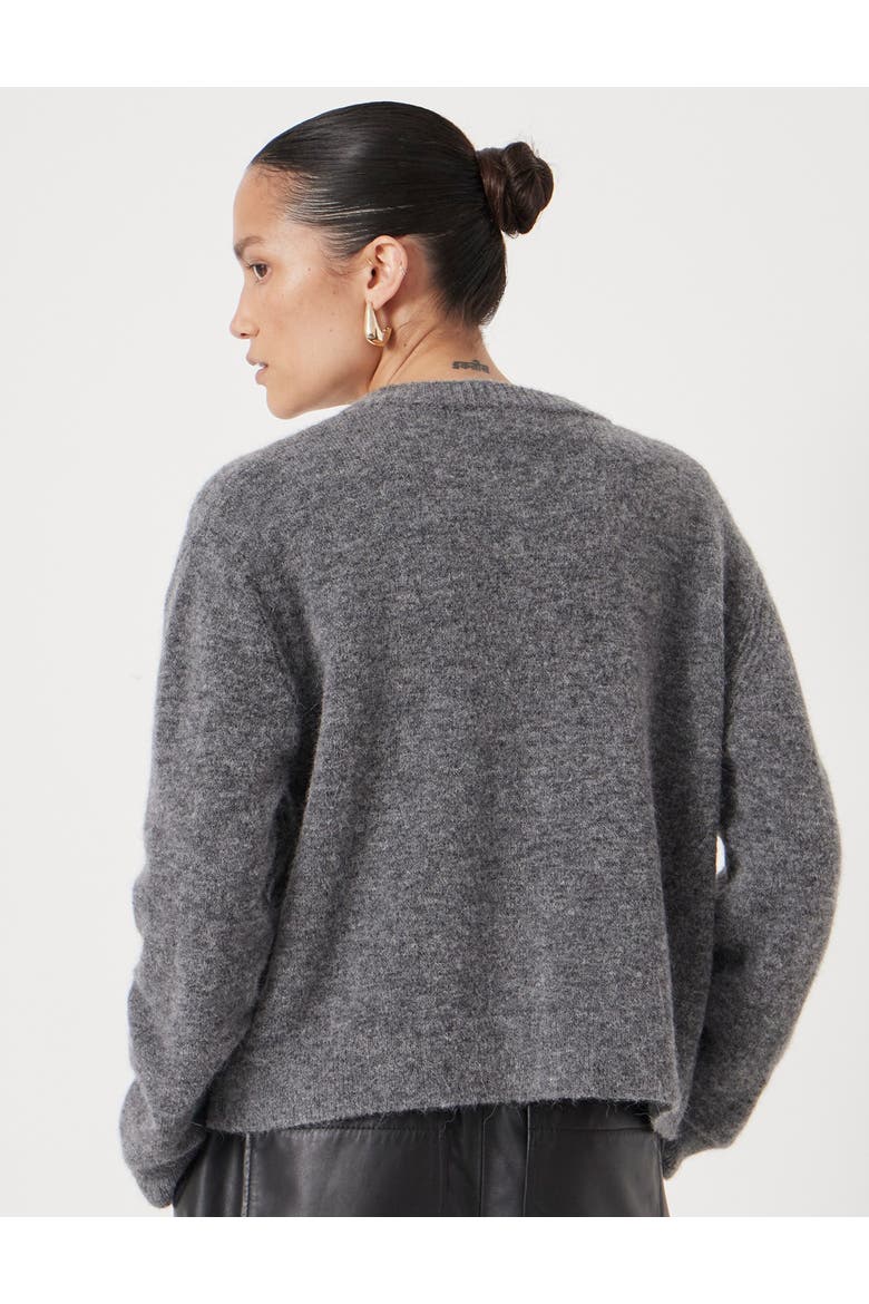 Crew Neck Boxy Wool Blend Cardigan, Alternate, color, Mid Grey Marl