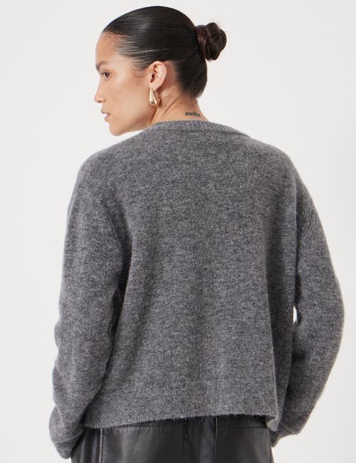 Hush Crew Neck Boxy Wool Blend Cardigan In Gray