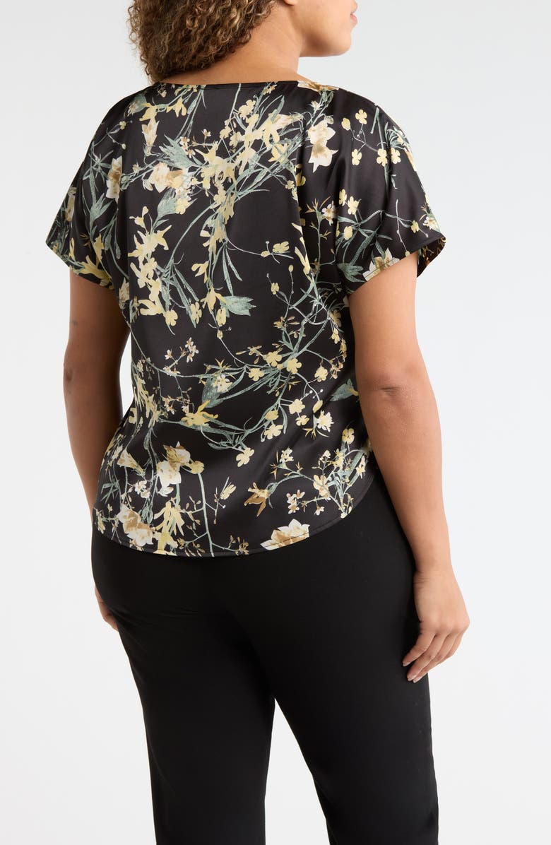 Anne Klein Floral Print Bateau Neck Top, Alternate, color, 