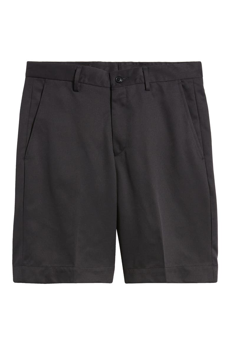 Microfiber Flat Front Shorts, Alternate, color, BLACK