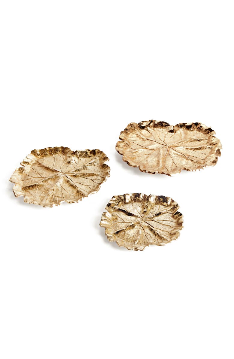 Napa Home & Garden Lirio Decorative Trays, Set of 3 - Champagne Gold Aluminum, Main, color, Gold