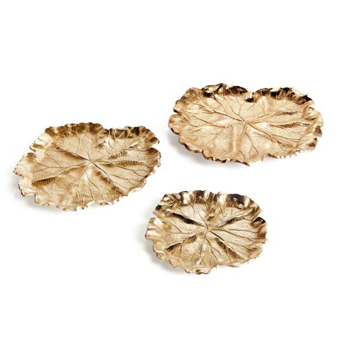 Lirio Decorative Trays, Set of 3 - Champagne Gold Aluminum