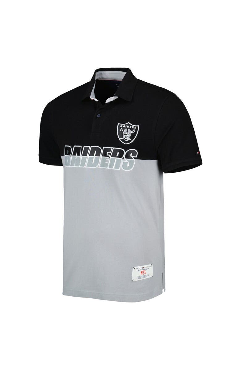 Tommy Hilfiger Men's Tommy Hilfiger Silver/Black Las Vegas Raiders Color Block Polo, Alternate, color, Silver