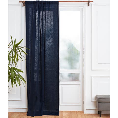 Linen Curtain with Light Filtering Rod Pocket for Living Room, Bedroom