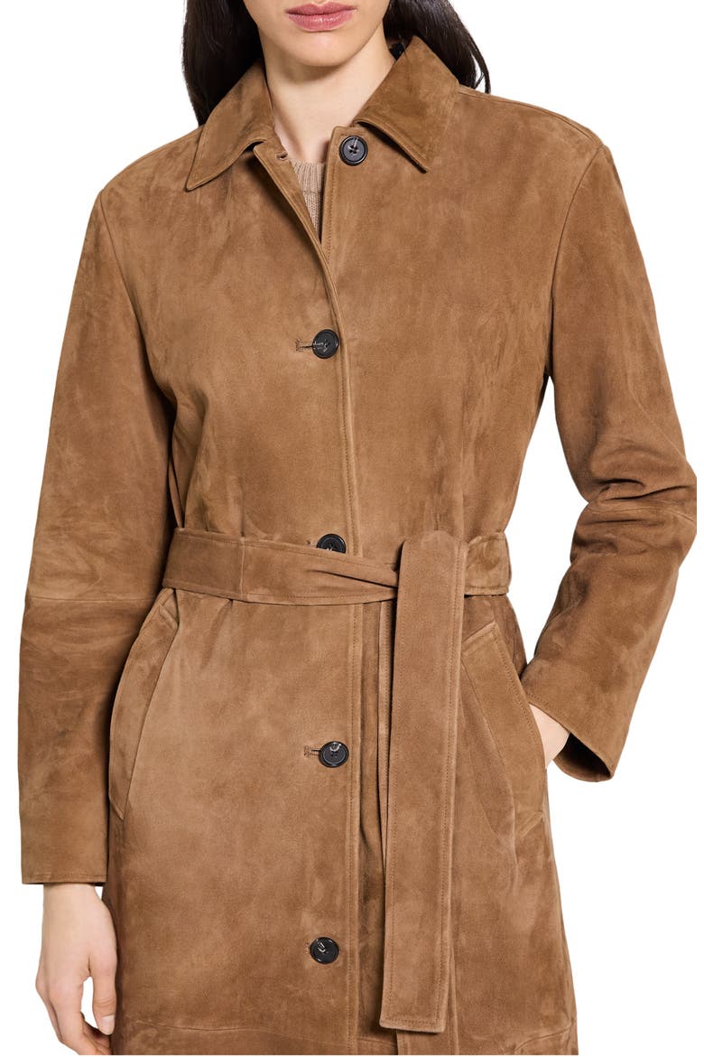 Reese Belted Suede Coat, Alternate, color, DEEP TOBACCO - 2CT