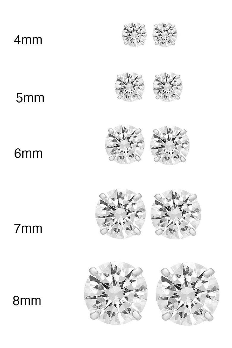 14K Gold Cubic Zirconia 5mm Stud Earrings, Alternate, color, WHITE GOLD