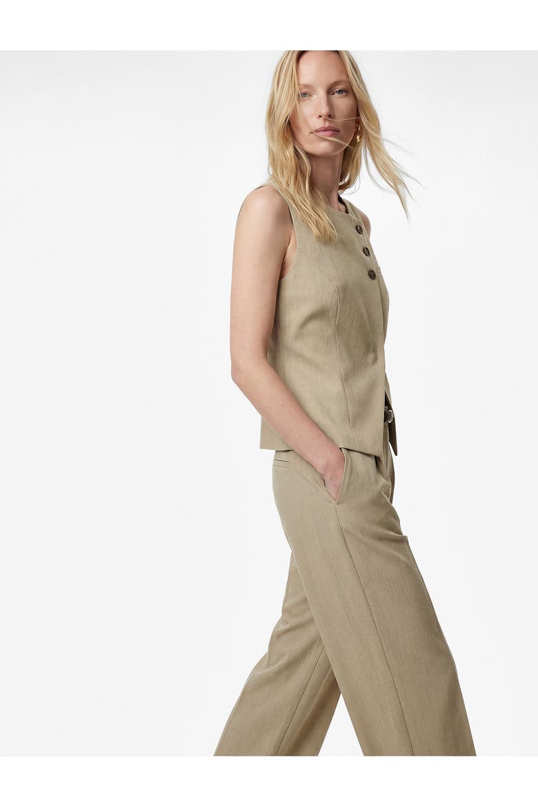 Sleeveless Button-Down Vest, Alternate, color, KHAKI