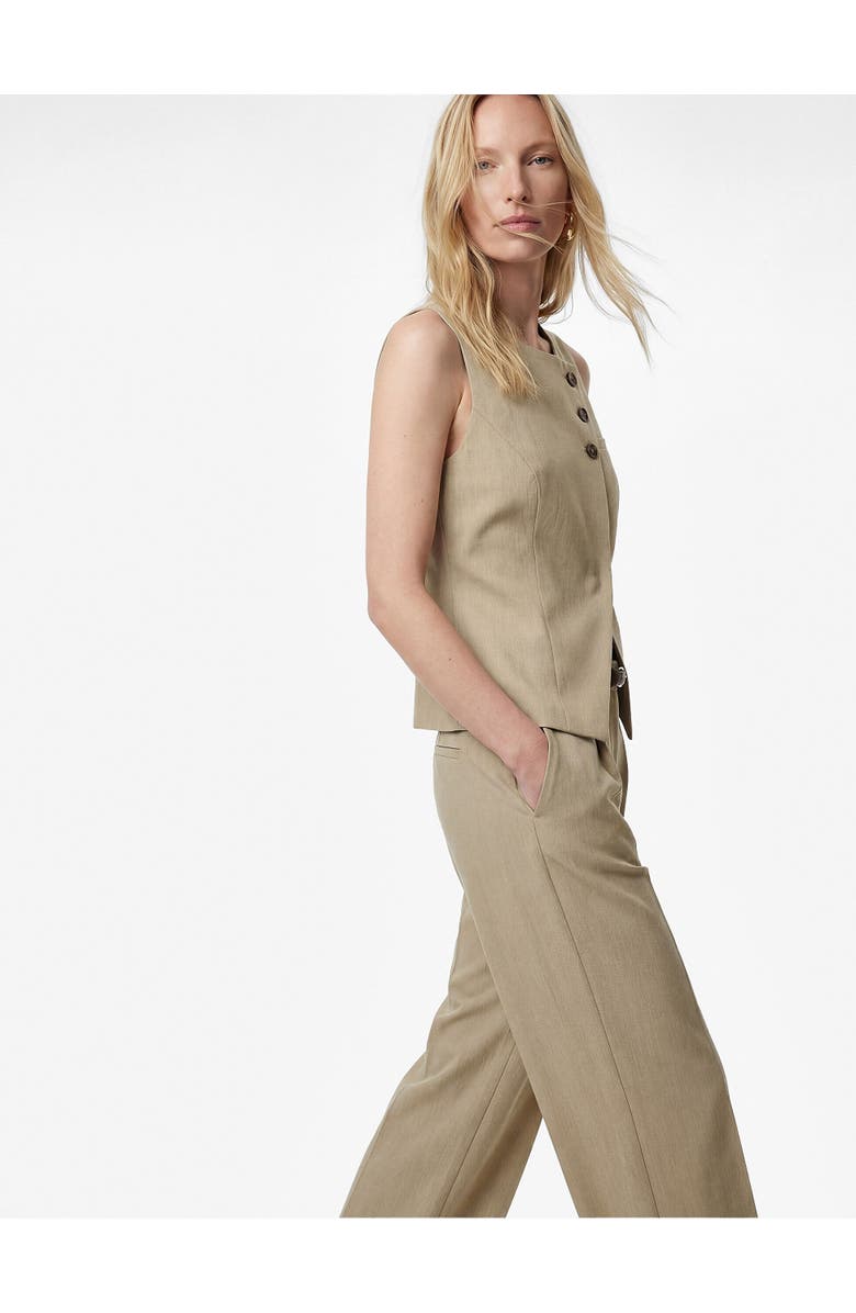 Koton Sleeveless Button-Down Vest, Alternate, color, Khaki