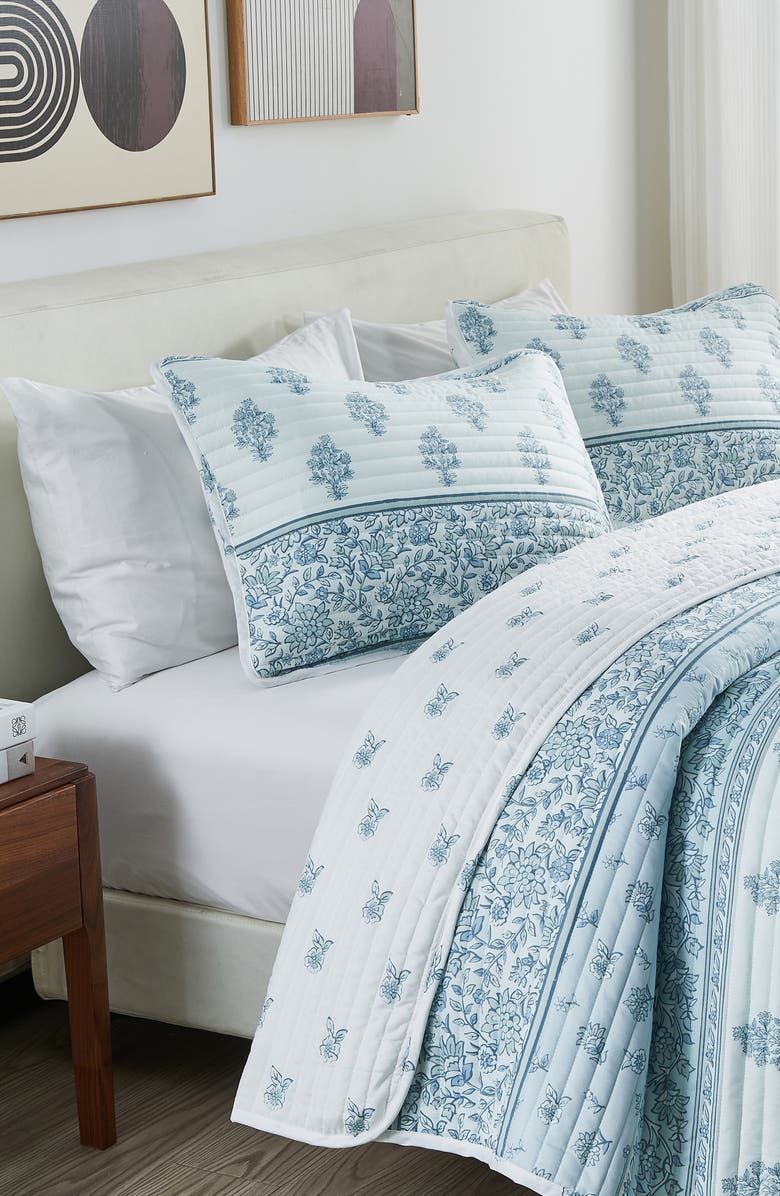 Woven & Weft Floral Print 3-Piece Quilt Set, Alternate, color, Vintage Floral Stripe - Blue