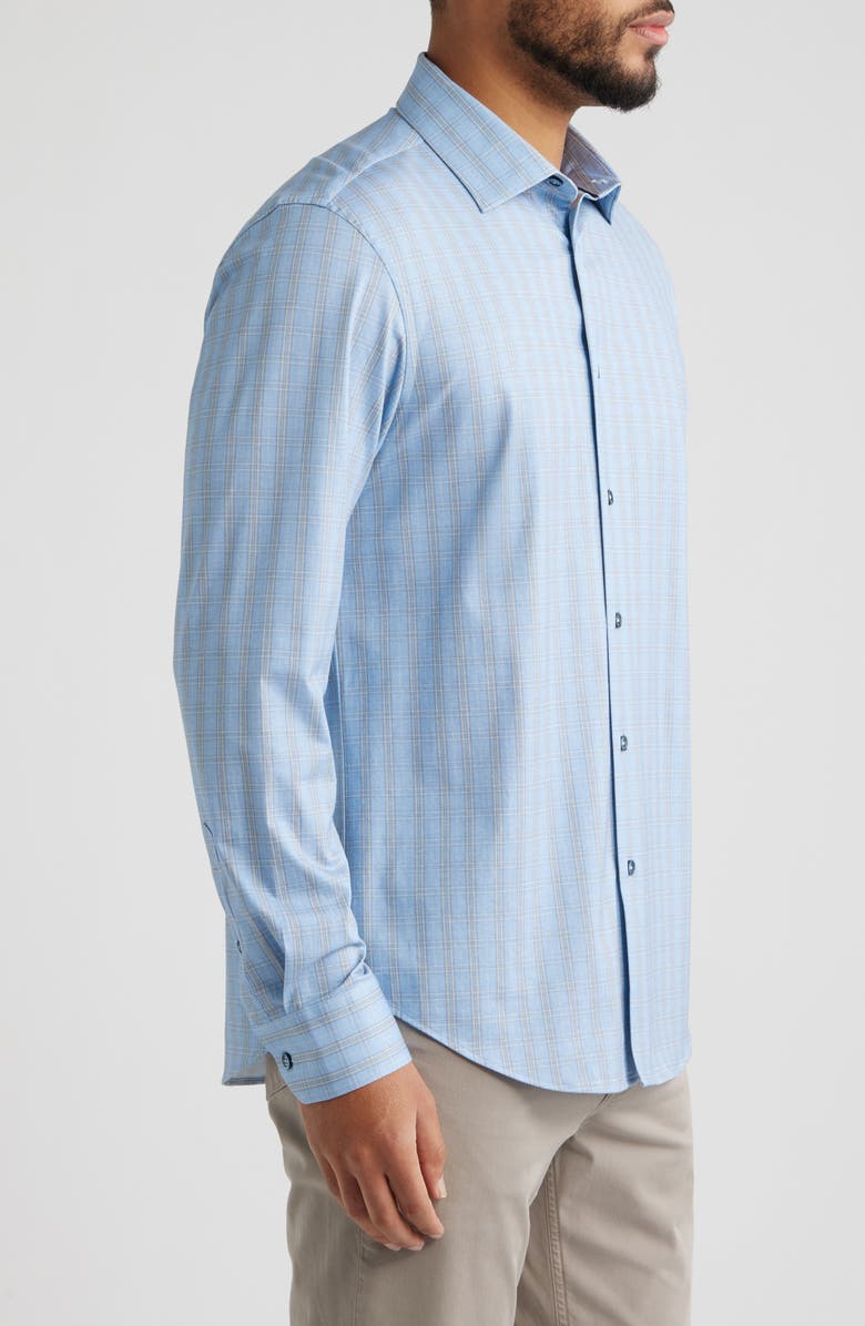 Bugatchi James OoohCotton<sup>®</sup> Plaid Button-Up Shirt, Alternate, color, Air Blue