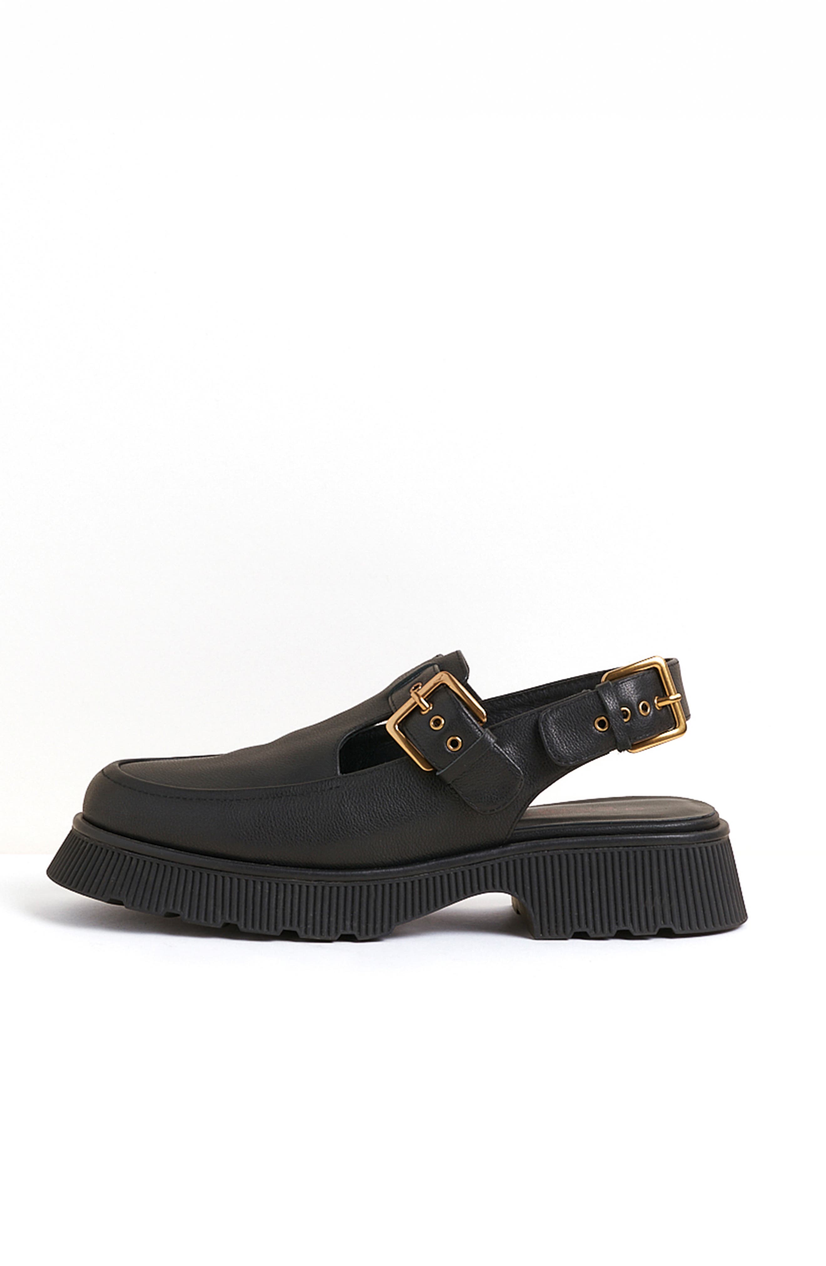 Charlotte Stone Aubrey Slingback Lug Sole Loafer, Alternate, color, Black