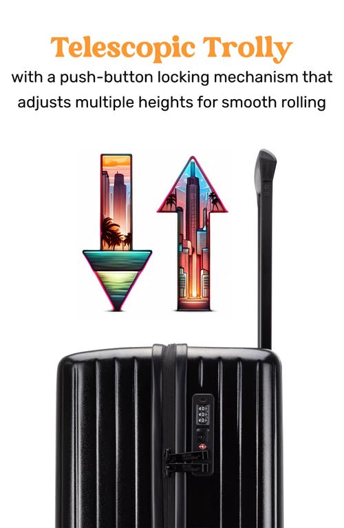 Miami Carry On Ocean Polycarbonate Carry On Spinner Suitcase In Black