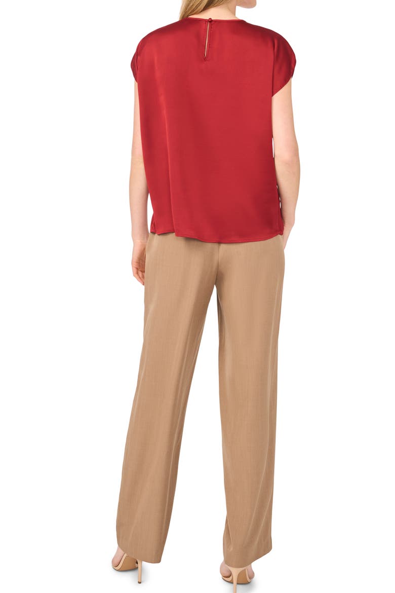 Shirred Satin Top, Alternate, color, WINE