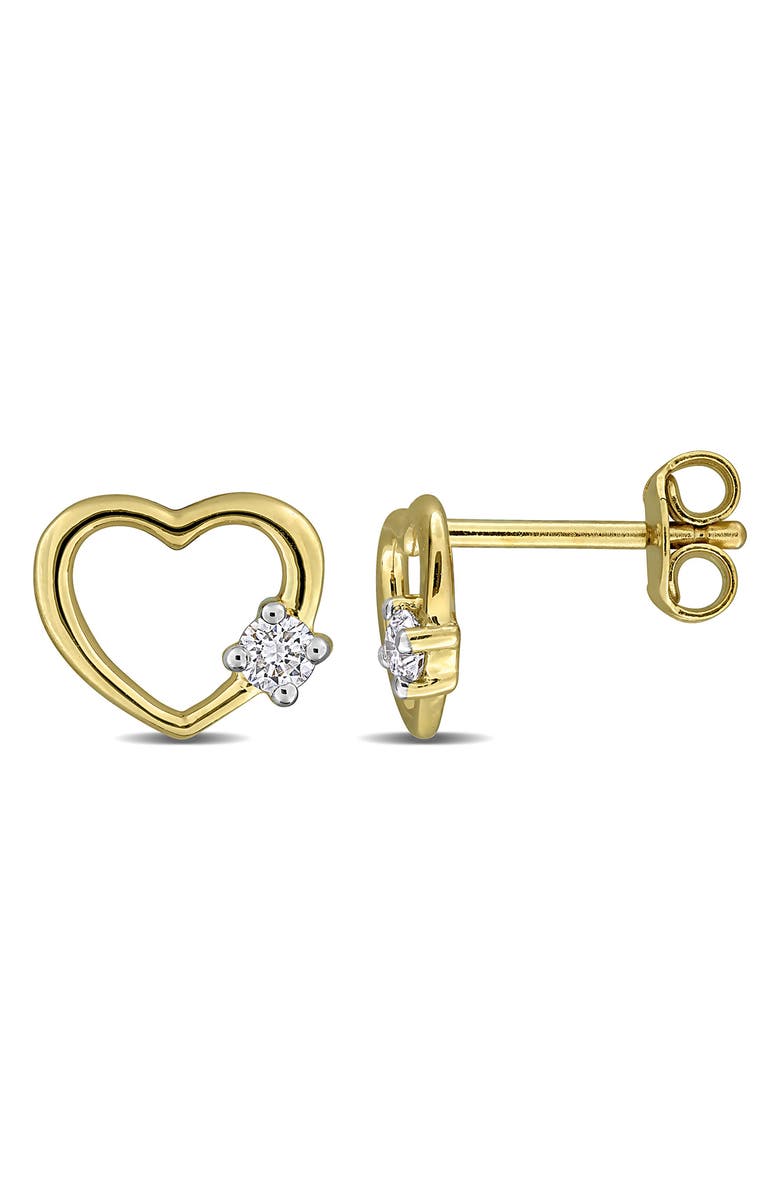 Created Forever Lab-Grown Diamond Heart Earrings, Main, color, Gold/ White