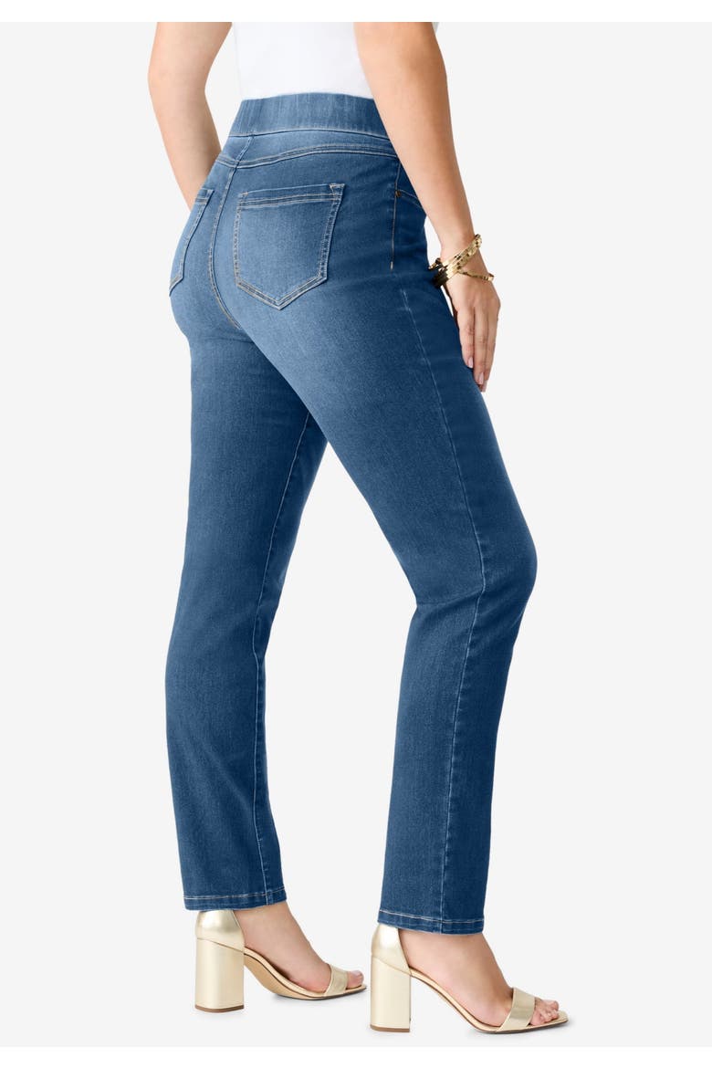 Plus Size 360° Stretch Straight Leg Jean, Alternate, color, MEDIUM STONEWASH