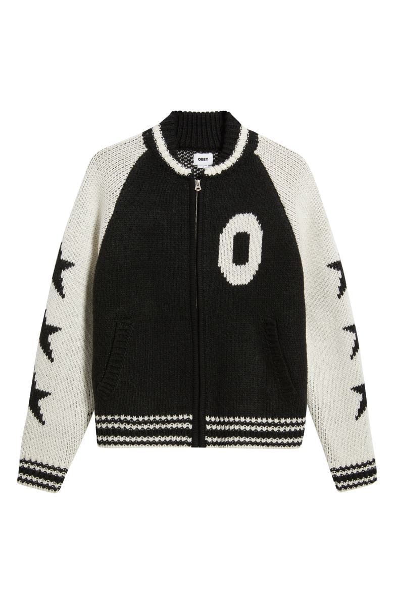 Obey Cowichan Zip Cardigan, Alternate, color, Black