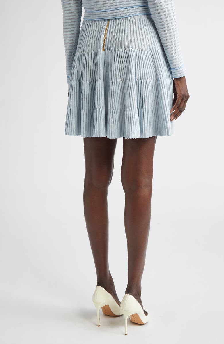 Balmain Textured Knit Flared Skirt, Alternate, color, Blue/ White