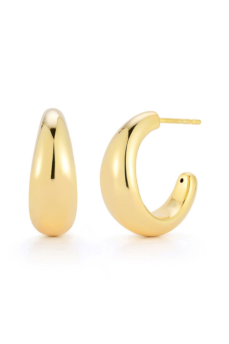 Large Dome Hoop Earrings, Main, color, 14K YELLOW GOLD
