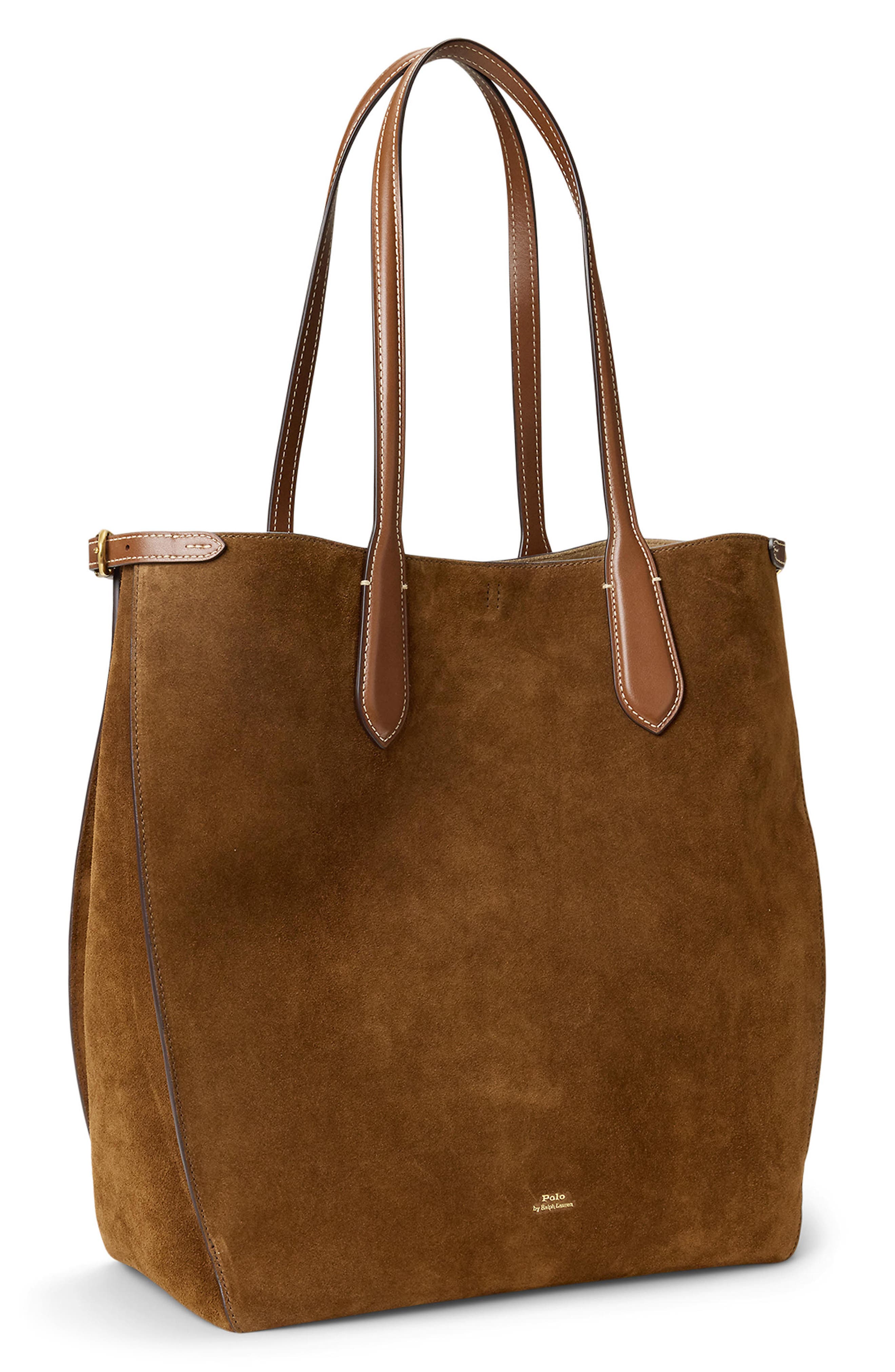 Polo Ralph Lauren Bellport Suede Tote Bag, Alternate, color, Cuoio