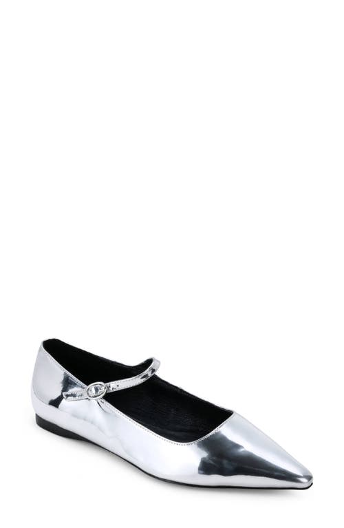 Yosi Samra Camille Pointed Toe Mary Jane Flat In Silver