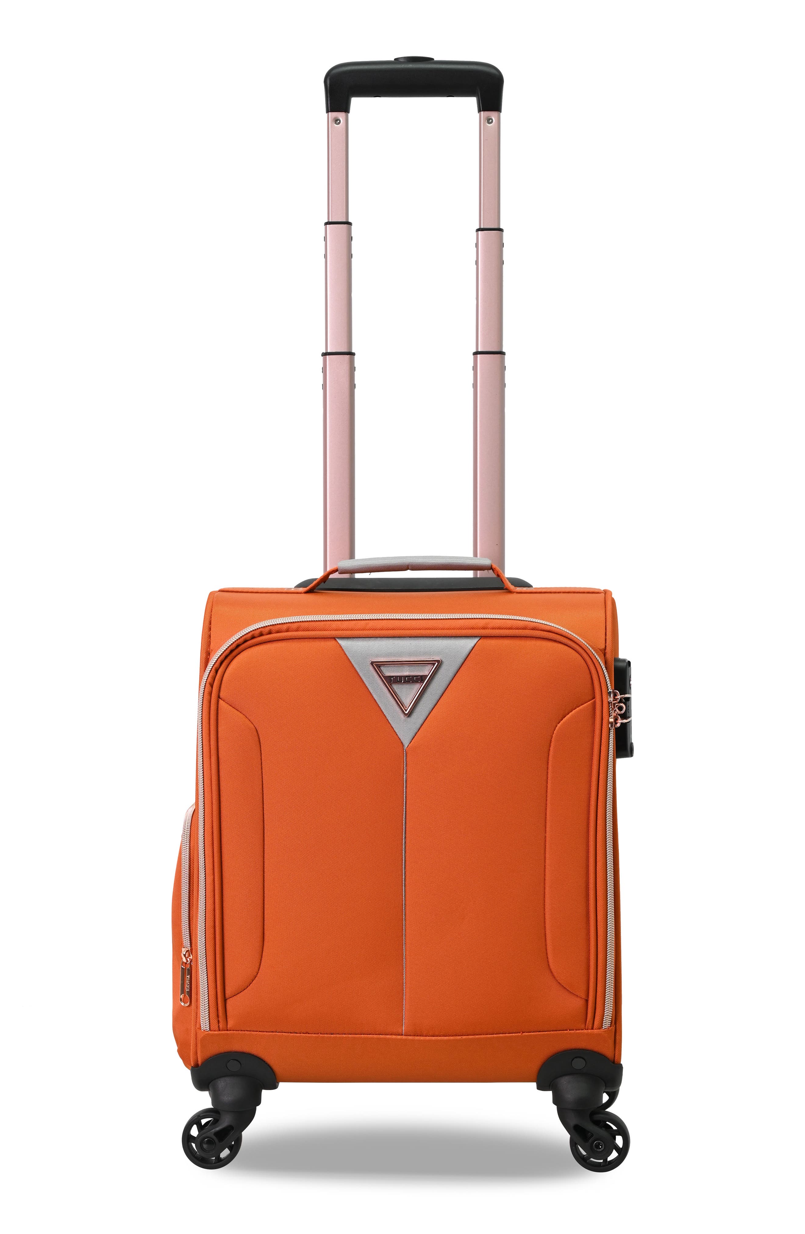 Tucci Abito 16-inch Underseat Spinner Suitcase In Burnt Orange